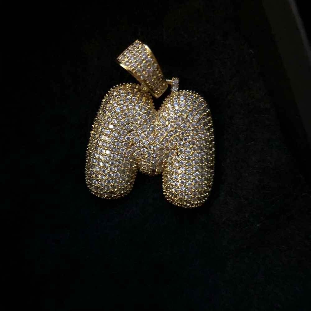 “M” Necklace Charm 14 K  gold over sterling silver